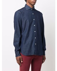 Chemise en jean bleu marine Barba