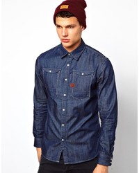 Chemise en jean bleu marine