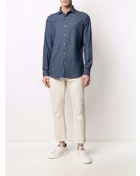 Chemise en jean bleu marine Z Zegna