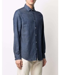 Chemise en jean bleu marine Z Zegna