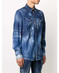 Chemise en jean bleu marine DSQUARED2