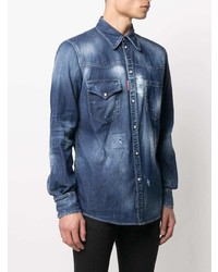 Chemise en jean bleu marine DSQUARED2