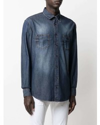 Chemise en jean bleu marine Philipp Plein