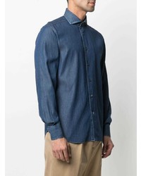 Chemise en jean bleu marine Corneliani