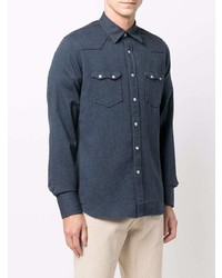 Chemise en jean bleu marine Lardini