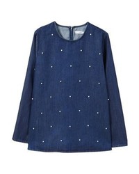 Chemise en jean bleu marine Mango