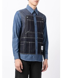 Chemise en jean bleu marine Fumito Ganryu