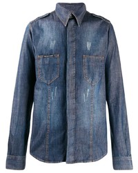 Chemise en jean bleu marine Philipp Plein