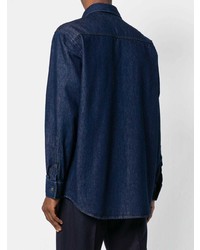 Chemise en jean bleu marine Raf Simons