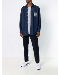 Chemise en jean bleu marine Raf Simons