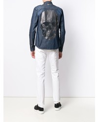 Chemise en jean bleu marine Philipp Plein