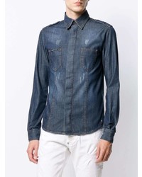 Chemise en jean bleu marine Philipp Plein