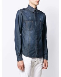 Chemise en jean bleu marine Philipp Plein