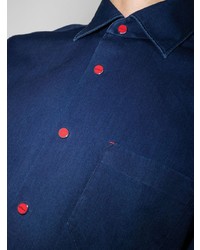 Chemise en jean bleu marine Kiton