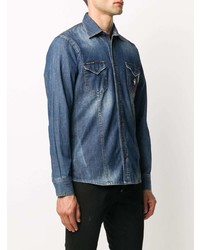 Chemise en jean bleu marine Philipp Plein