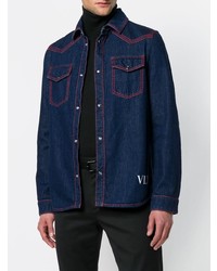 Chemise en jean bleu marine Valentino