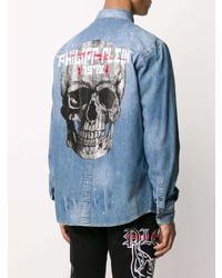 Chemise en jean bleue Philipp Plein