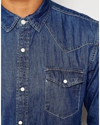 Chemise en jean bleue Pull&Bear