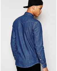 Chemise en jean bleue Pull&Bear