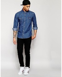 Chemise en jean bleue Pull&Bear