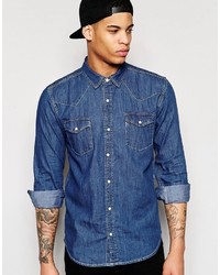 Chemise en jean bleue Pull&Bear