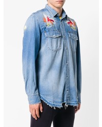 Chemise en jean brodée bleu clair Diesel