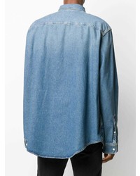 Chemise en jean brodée bleu clair Balenciaga