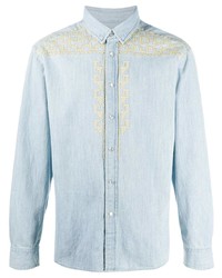 Chemise en jean brodée bleu clair Isabel Marant