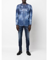 Chemise en jean brodée bleue DSQUARED2