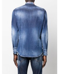 Chemise en jean brodée bleue DSQUARED2