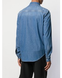 Chemise en jean brodée bleue Givenchy