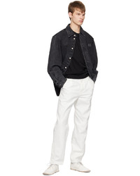 Chemise en jean brodée noire Solid Homme