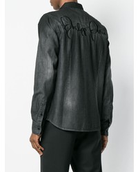 Chemise en jean brodée noire Philipp Plein