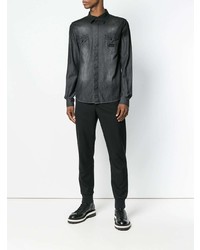 Chemise en jean brodée noire Philipp Plein