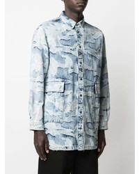 Chemise en jean camouflage bleu clair Valentino