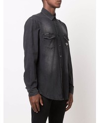 Chemise en jean gris foncé Philipp Plein