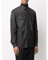 Chemise en jean gris foncé Z Zegna