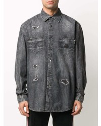 Chemise en jean gris foncé Philipp Plein