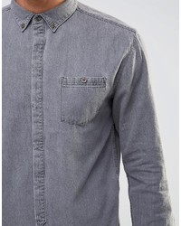 Chemise en jean grise Pull&Bear