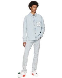 Chemise en jean imprimée blanche Off-White