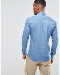 Chemise en jean imprimée bleu clair Asos