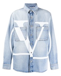 Chemise en jean imprimée bleu clair Valentino