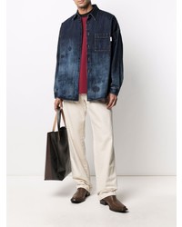 Chemise en jean imprimée bleu marine Marni