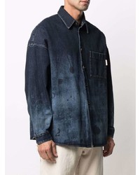 Chemise en jean imprimée bleu marine Marni