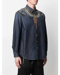 Chemise en jean imprimée bleu marine Marcelo Burlon County of Milan