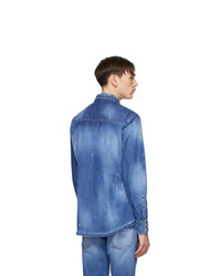 Chemise en jean imprimée bleue DSQUARED2