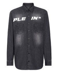 Chemise en jean imprimée gris foncé Philipp Plein
