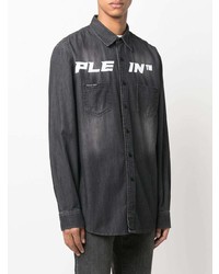 Chemise en jean imprimée gris foncé Philipp Plein