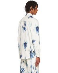 Chemise en jean imprimée tie-dye blanc et bleu Alexander McQueen