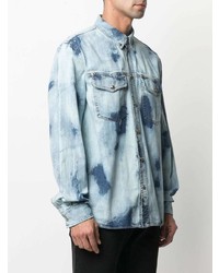 Chemise en jean imprimée tie-dye bleu clair VERSACE JEANS COUTURE